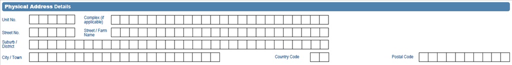 Screenshot of the Physical Adress Details section of the form